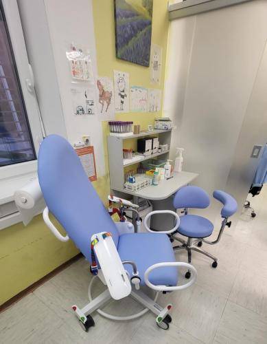 Medical blood collection chair in a clinical laboratory