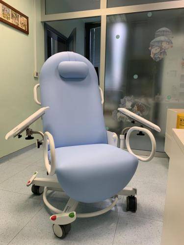 Medical blood collection chair in a clinical laboratory