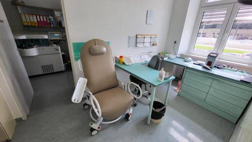 Medical blood collection chair in a clinical laboratory